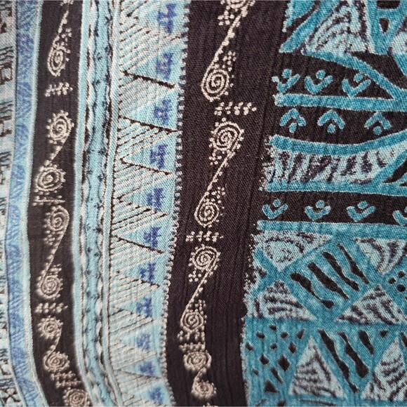 Karin Stevens Vintage Blue Batik Print Sleeveless Blouse Sz 18 Indie Boho Hippie - Picture 5 of 16